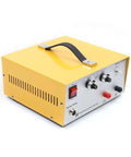 Pro Grade Pulse Spot Welder 600W Welding Machine for Jewelry Making, yellow durable shell, side view with controls