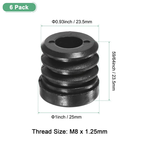 Six Pack Round Tube Inserts With M8 Thread For 1 Inch Outer Diameter Plastic Tubing Tubing End Caps And Floor Protectors