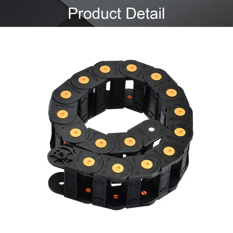 Open Type Drag Chain Cable Carrier With End Connectors R100 Inner 35x75mm 1 Meter Black Heavy Duty Reinforced Nylon Cable Chain