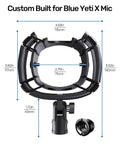 Shock Mount For Yeti X Microphone With 2026 Anti Vibration Suspension Clip and Cantilever Stand Adapter dimensions diagram