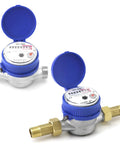 Two Pack Water Meter For Cold Water With Pulse Output Half Inch BSPT Thread And Half Inch NPT Adapters Rotating Dial