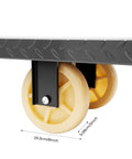 Beast Of A Heavy Duty Platform Cart Built For 2000 Lb Load, U Boat Style Steel Dolly With 6 Wheel Smooth Mobility, 64.6 X 15.7 X 51.2 Inch Deck, Rugged Q235 Steel Construction, Warehouse Workhorse For Bulk Boxes And Equipment. Close-up of 8-inch wheel and steel frame