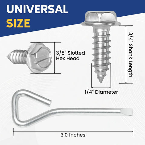 8 Pack License Plate Screws Set Stainless Steel Rustproof Bolts With Slotted Hex Heads For Cars Includes Screwdriver Detail