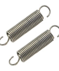 Two stainless steel extension springs with dual hook ends, 0.4x2 in.