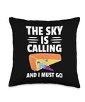Funny Hang Glider Throw Pillow For Men And Women, Dope Hang Glide Hang Gliding Gift, The Sky Is Calling And I Must Go, black background