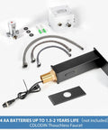 Touchless Sensor Bathroom Faucet With Automatic Waterfall Flow Matte Black Stainless Hands Free 1 Hole Install components