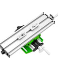 Two Axis X Y Cross Slide Table For Adjustable Compound Milling And Bench Drilling Compact Lightweight Shop Essential showing aluminum and plastic design from above.