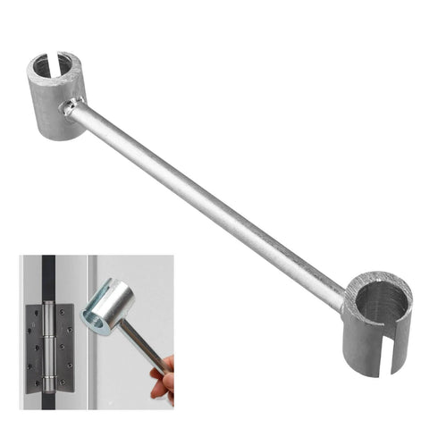 4 In 1 Door Hinge Adjustment Tool For 8 To 25mm Hinges Wrench And Bender Gap Repair Ideal For Aligning Tightening And Adjusting Doors Heavy Duty Black Finish 2 Pack shown with hinge close-up