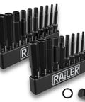 20 Piece Hex Bit Set With SAE And Metric Sizes For Impact Driver And Furniture in storage case, black S2 steel bits