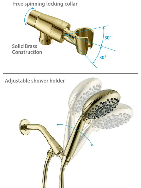 High Pressure Handheld Shower Head With Six Spray Settings Detachable Design 4.9 Inch Face Extra Long 70 Inch Hose Adjustable Bracket