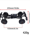 Beefed Up Metal RC Chassis Frame For TRX4M And TRX4 Bronco 1 To 18 Scale Upgrade Kit showing measurements and weight