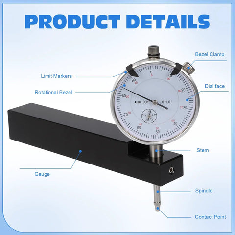 Pro Grade Sleeve Height and Counter Bore Dial Gauge for All Diesel Engines and Sleeved Cylinders, detailed view showing parts