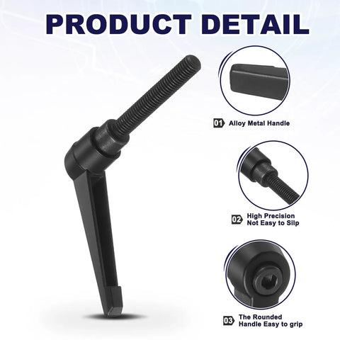 Pro Shop Grade Quick Release Lever Handles With No Sweat Adjustment M10X60MM Zinc Alloy Male Thread Stud Knobs. Alloy metal handle design.