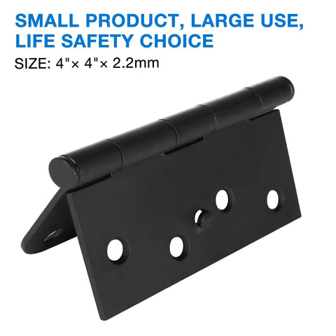 18 Pack 4 Inch Matte Black Door Hinges For Interior And Exterior Use, Square Rounded 5 Eighths Radius, 8 Holes displayed