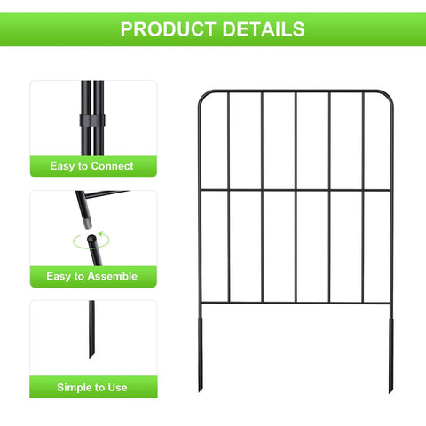 24 Inch Tall Rustproof Metal Garden Fence Panels Set Of 25 Total 27 Feet Long For Landscape Border And Animal Barrier, Square Decorative Edging For Yard Patio And Outdoor Decor, Black Coated Wire.
