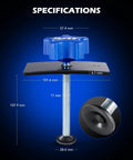 Heavy Duty Brake Pad Spreader Tool For Cars And Light Trucks No Sweat Piston Compressor To Reset Inner Pads And Retract Caliper Pistons Solid Steel Caliper Spreader specifications showing measurements in millimeters with a blue knob and black base.