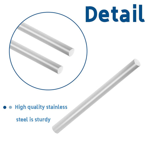 Close-up of Beefy 10mm x 305mm stainless steel linear motion rods set chromed for 3D printer DIY CNC, showing detailed finish