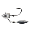 Underspin Jighead With Titanium Blade Arm And Ball Bearing Swivel For Lightning Flash 3 Sixteenth Ounce One Zero Hook Natural Goby Color 3D Holographic Eyes Super Slide Coating Swimbait Jighead For Pro Flips And Hookups, silver jighead
