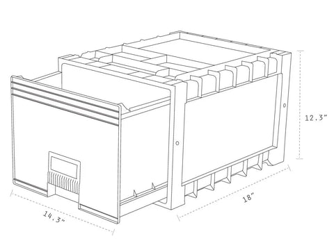 Diagram of Heavy Duty Archive Drawer With Lock, Letter Size 18 Inch Plastic Storage Unit, showing dimensions and design features.