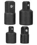 Heavy Duty Impact Socket Adapter And Reducer Set Inch 1/4 Inch 3/8 Inch To Drive Sizes For Tough DIY Projects And Pro Garage Jobs With Solid Precision Engineering That Just Fits Perfectly Every Single Time, black steel adapters