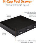 3 Drawer K Cup Coffee Pod Storage Drawer Holds 36 Pods, Durable Countertop Organizer With Easy Open Drawers And Non Slip Pad