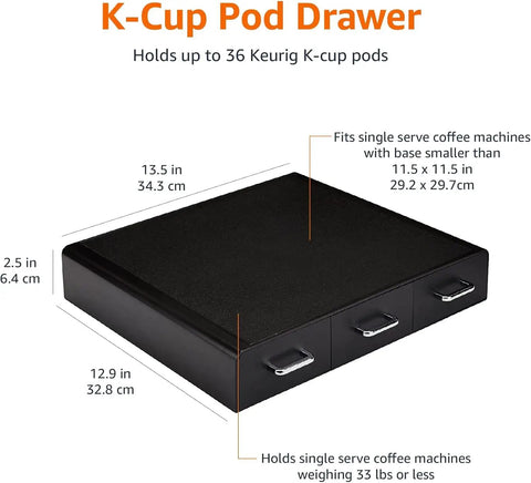 3 Drawer K Cup Coffee Pod Storage Drawer Holds 36 Pods, Durable Countertop Organizer With Easy Open Drawers And Non Slip Pad