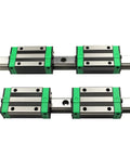 Two Pack Linear Guide Rail Set 100 To 1100 mm With Four Carriages Slider Type HGH20CA HGW20CC For CNC Machines 3D Printers And Precision Rail Motion Systems Rock Solid Build For Dope Yet Professional Performance. stainless steel linear rail with four green carriage blocks