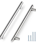 Polished Chrome T Bar Cabinet Pulls 256mm Hole Centers 10 Inch Center To Center Stainless Steel Drawer Handles with screws included