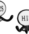 His And Hers Cast Iron Towel Hooks Set Of 2 For Wall Or Door Rustic Farmhouse Decor Dual Hooks Displayed Front View
