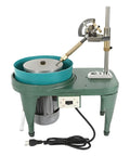 Faceting And Polishing Machine For Jewelry 180W Jade Grinder with 6 inch disc, green cast iron body, electric plug visible.