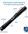 Ultra Bright Pen Light Flashlight 2 Pack With Clip, Pocket Sized LED Penlight with lamp holder, aluminum alloy head, tail switch