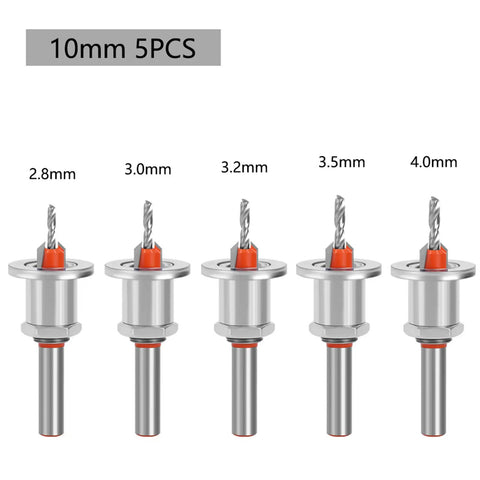 Get Jacked With These 5 Pcs Tapping Screw Drill Bits Featuring Adjustable Positioner For Wood Projects Alloy Steel Tapered Countersink Tools That Really Crush It Like A Boss in various sizes.
