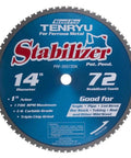 Image of PRF-35572DK 14 Inch 72T 1 Inch Arbor Steel-Pro Stabilizer Dry Cutting Blade with technical details printed on surface.