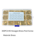 M3 Brass Hex Standoff Spacer Kit 300 Pieces Gold Tone With Male And Female Threads Pillar Mounts For Motherboard And Electronics Projects Perfect For DIY PC Builds, brass organizer case