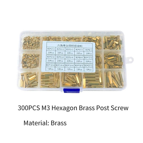 M3 Brass Hex Standoff Spacer Kit 300 Pieces Gold Tone With Male And Female Threads Pillar Mounts For Motherboard And Electronics Projects Perfect For DIY PC Builds, brass organizer case
