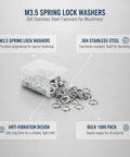 M3.5 Spring Lock Washers 304 Stainless Steel Split Ring Fasteners For Machinery And Automotive Repair 1000 Pack Heavy Duty
