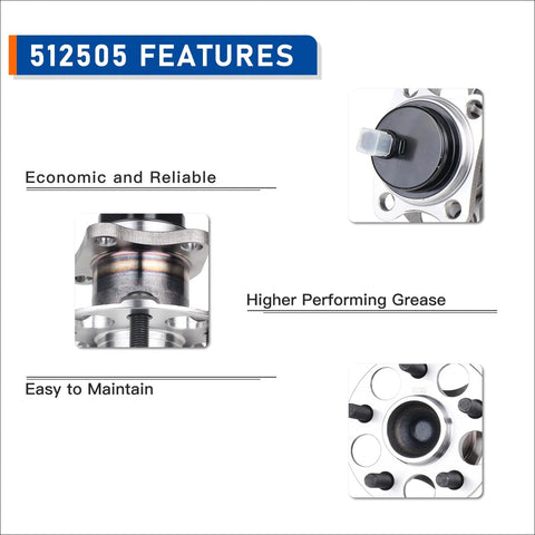 Close-up of 512505 rear wheel bearing and hub assembly features for Toyota Prius 2010-2015, showcasing economic reliability.