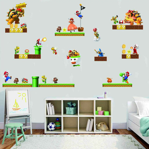 3D Video Game Wall Decals Build Scene Peel And Stick Wall Stickers For Kids Rooms Game On Boys Bedroom Nursery Living Room Door Decor Easy Peel And Stick No Tools Required Removable Vinyl Decor Great For Bedrooms Playrooms Nurseries And Living Areas displayed on a light wall above a storage unit.