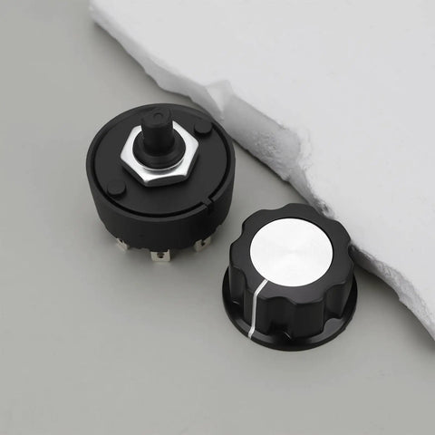 Two Pack 6 Pin Rotary Switch For Small Household Appliances Five Speed Gear Selector M4190212230 Replacement Part For Power Mode And Function Control Unit, black