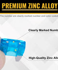 Straight Shooter 120 Piece Blade Fuses Assortment Kit For Cars Trucks RVs And Boats showing a blue zinc alloy mini blade fuse with clear markings.