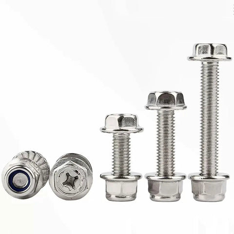 M6 Cross Flange Bolts Kit With Serrated Washers That Grip And Anti Loosening Nuts 304 Stainless Steel M6x30 20 Sets