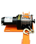 Heavy Duty 1100 Lb Truck Bed Crane Hoist With Electric Winch, showing winch motor and steel rope, designed for heavy lifting tasks.