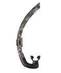 Side view of Dual Snorkel For Scuba Diving And Freediving With Hypoallergenic Silicone Mouthpiece, Camouflage Soft PVC Tube