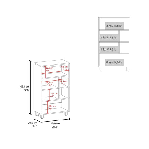 Dimensions of Six Shelves Narrow Storage Cabinet For Living Room And Kitchen, Scratch Resistant Bookcase With Pantry Sideboard Locker