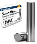 Sturdy 5mm By 40mm Stainless Steel Dowel Pins Set Of 35 Precision Ground For Quick Fit And Rock Solid Joints In Woodworking Furniture Making And Light Metal Fabrication, 35-pack