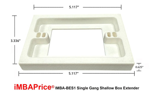 2 Pack 1-Gang Non-Metallic Shallow Surface Box Extender White Adds Five-Eighths Inch Depth To Electrical Boxes Easy Install No Box Removal Keeps Wall Plates Flush Perfect For Home Wiring Upgrades