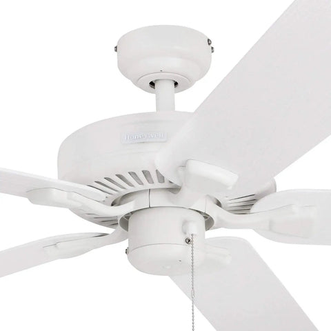52 Inch Outdoor Ceiling Fan Without Light for Patio or Porch, Wet Rated, Tri-Mount Traditional Five-Blade Design, White Finish