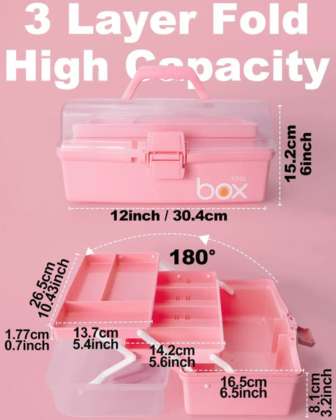Heavy Duty Three Tier Plastic Tackle Box With Adjustable Compartments And Rock Solid Handle Great For Arts Crafts Sewing Medicine And Tools Pink Foldable Storage Case Swanky Home Organization And Travel Ready Gear