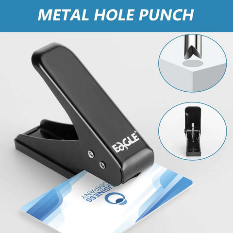 Low Force One Hole Paper Punch, 12 Sheets Capacity, One Quarter Inch Hole Size, Metal Desk Punch, Black, Anti Skid Base