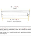 Diagram of stainless steel sliding barn door handle pull for shower glass showing dimensions of 100 cm length and 96.2 cm mounting.